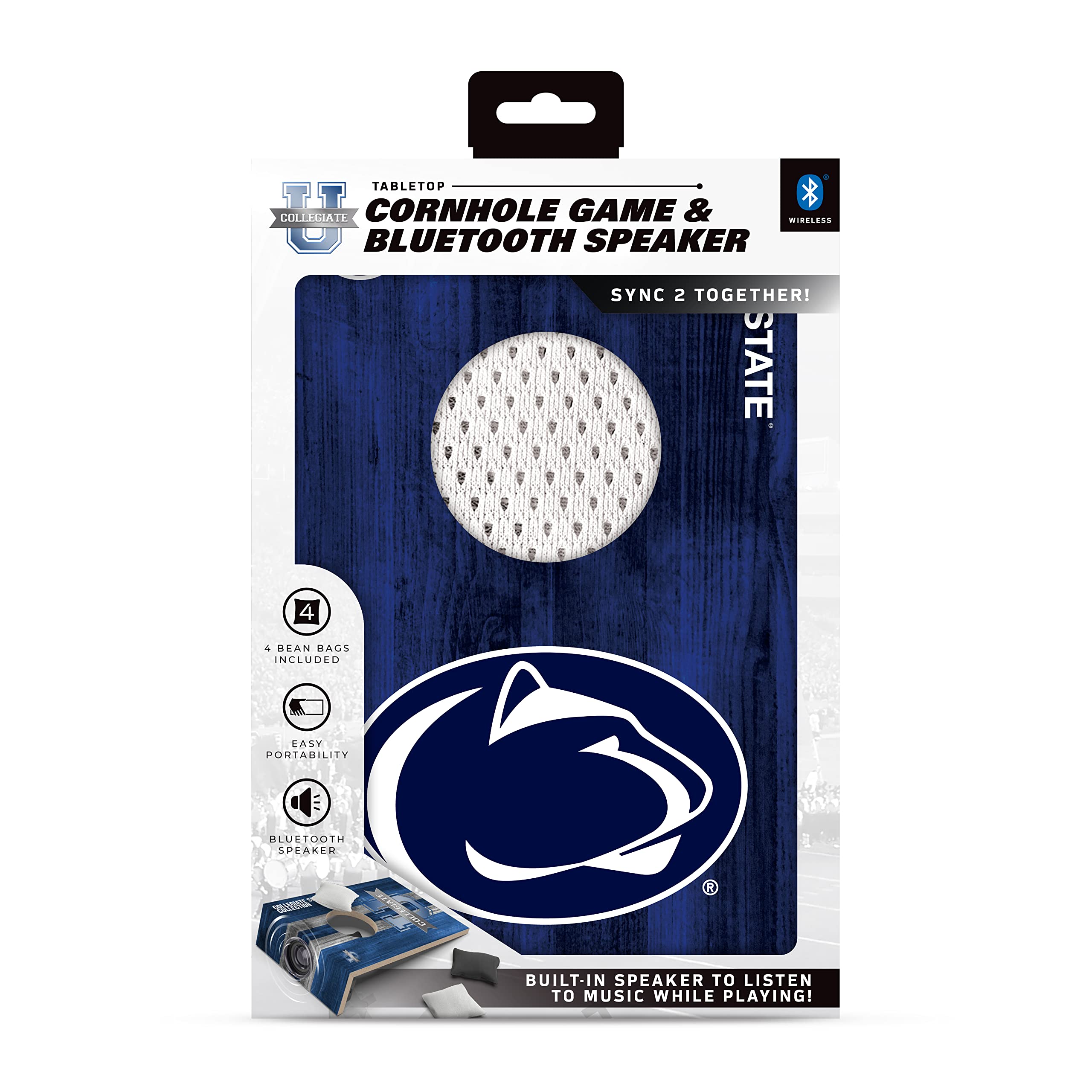 SOAR NCAA Tabletop Cornhole Game and Bluetooth Speaker, Penn State Nittany Lions