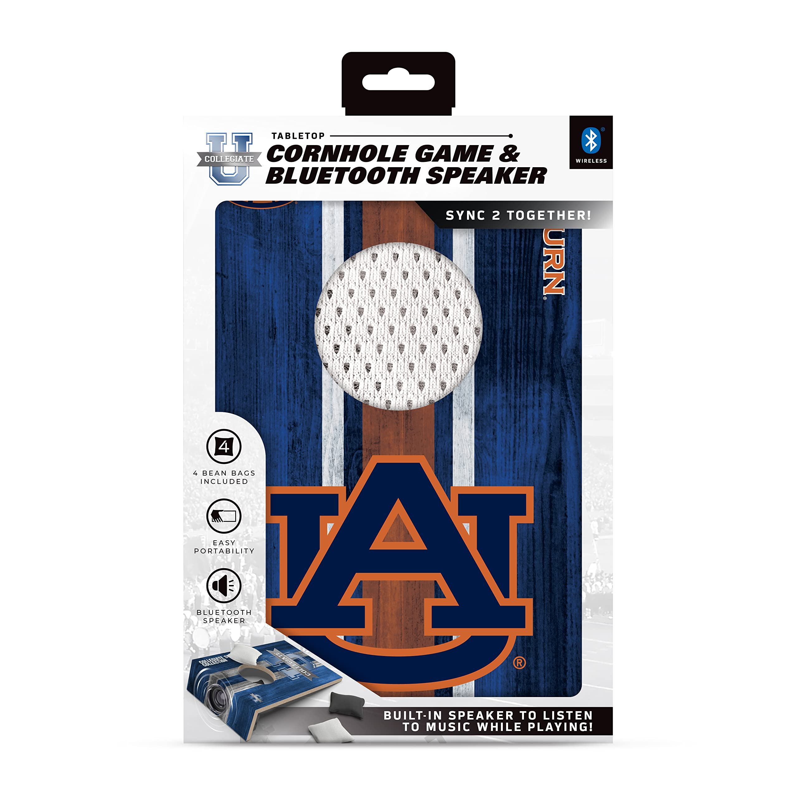 SOAR NCAA Tabletop Cornhole Game and Bluetooth Speaker, Auburn Tigers
