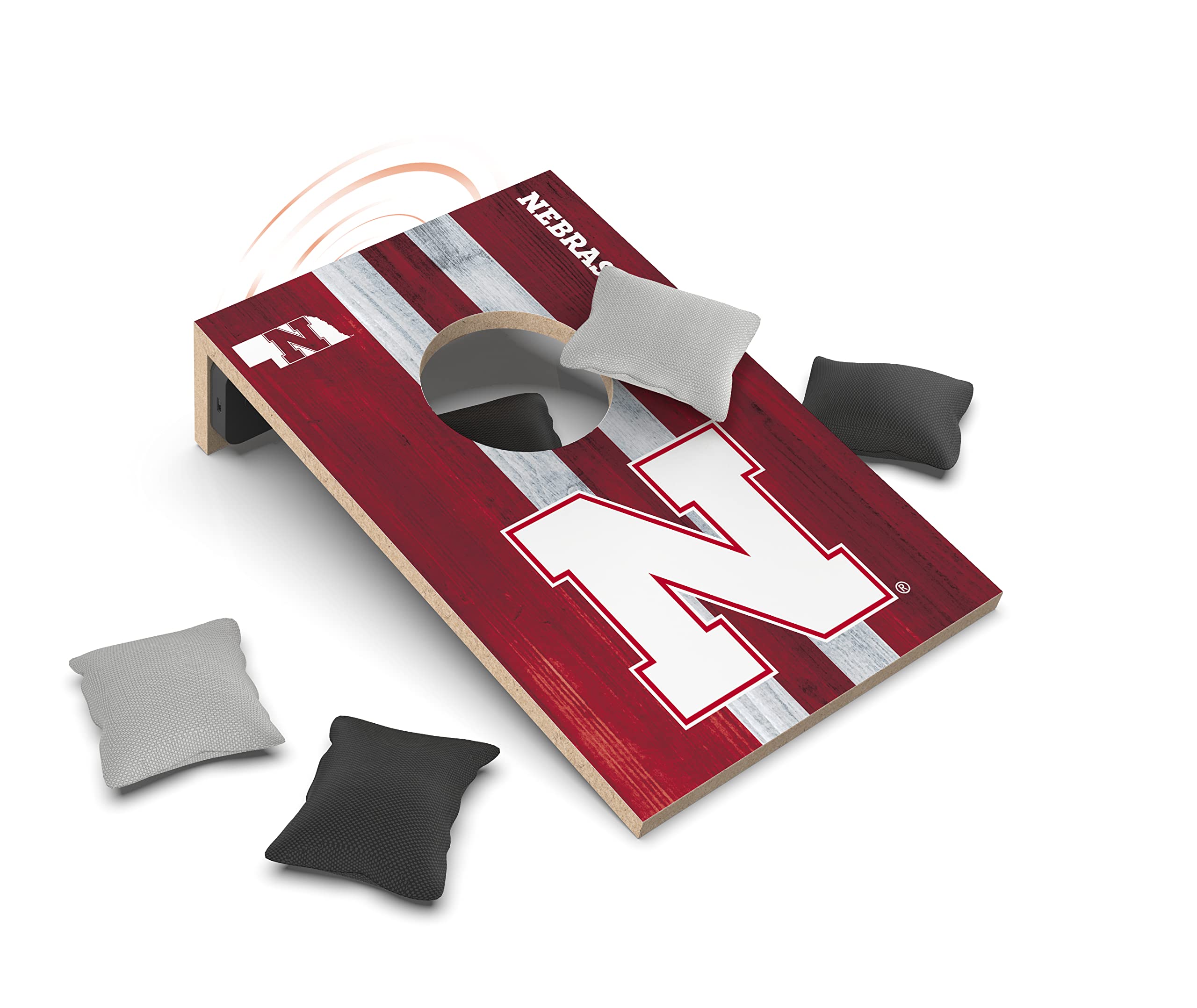 SOAR NCAA Tabletop Cornhole Game and Bluetooth Speaker, Nebraska Cornhuskers