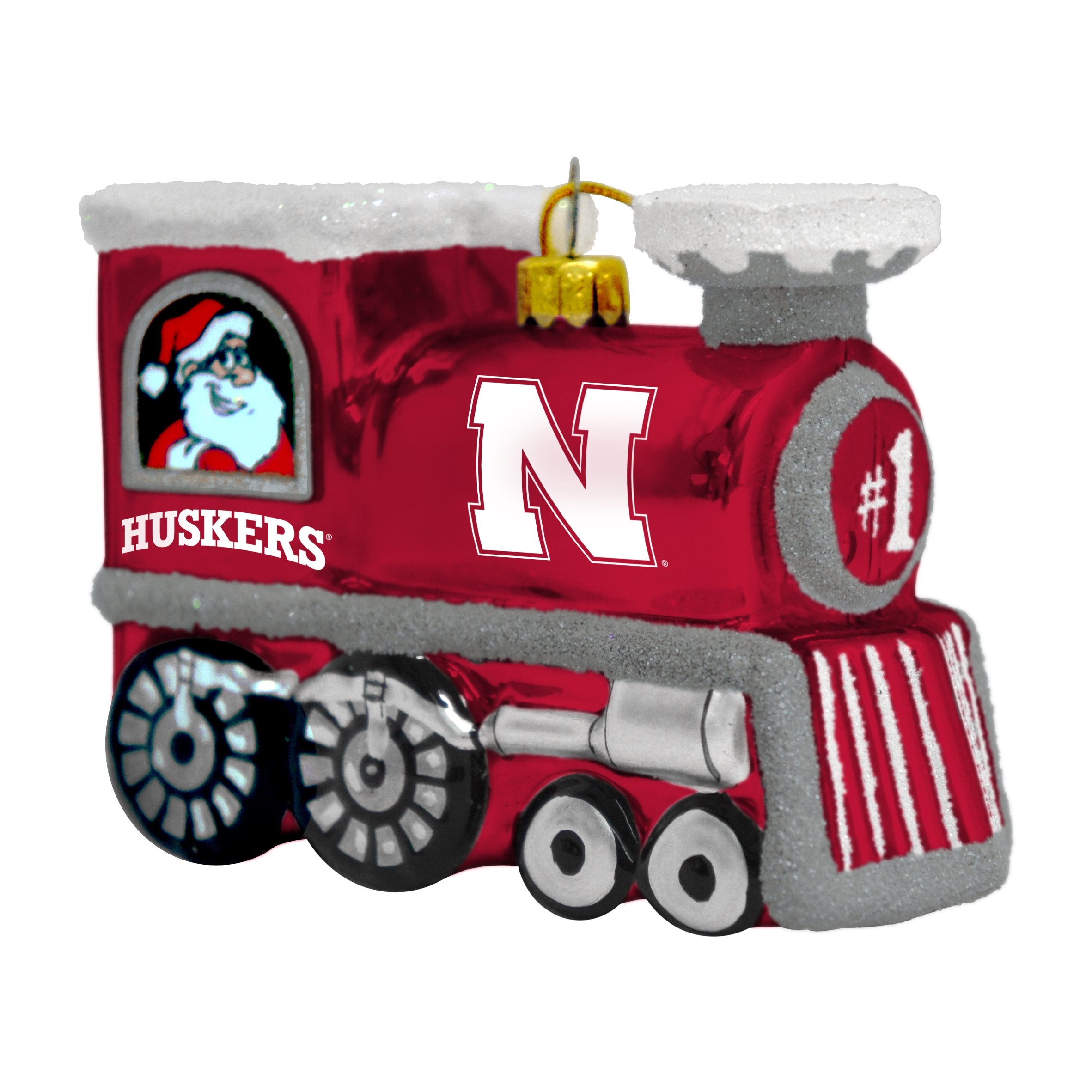 NCAA Nebraska Cornhuskers Blown Glass Train Ornament