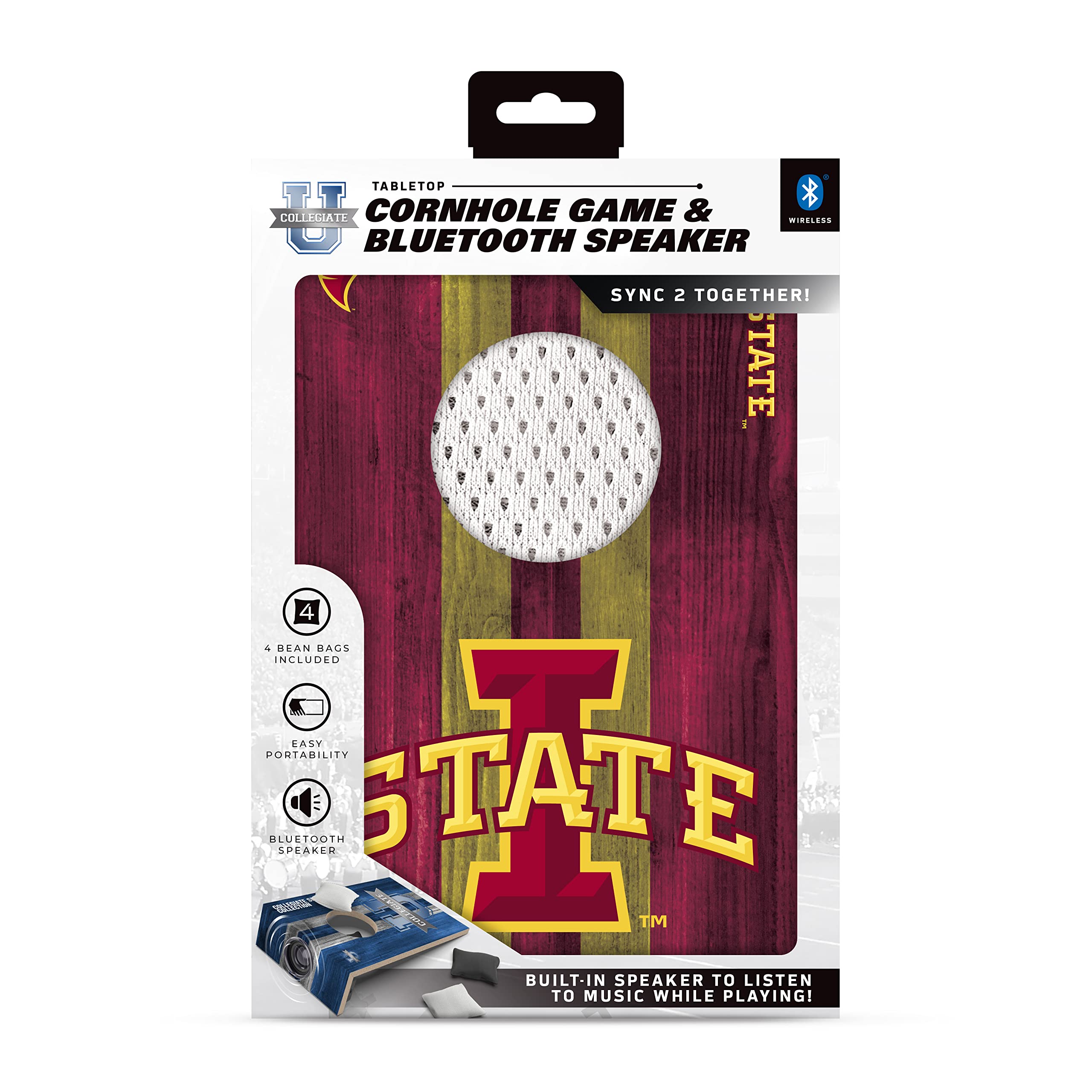 SOAR NCAA Tabletop Cornhole Game and Bluetooth Speaker, Iowa State Cyclones
