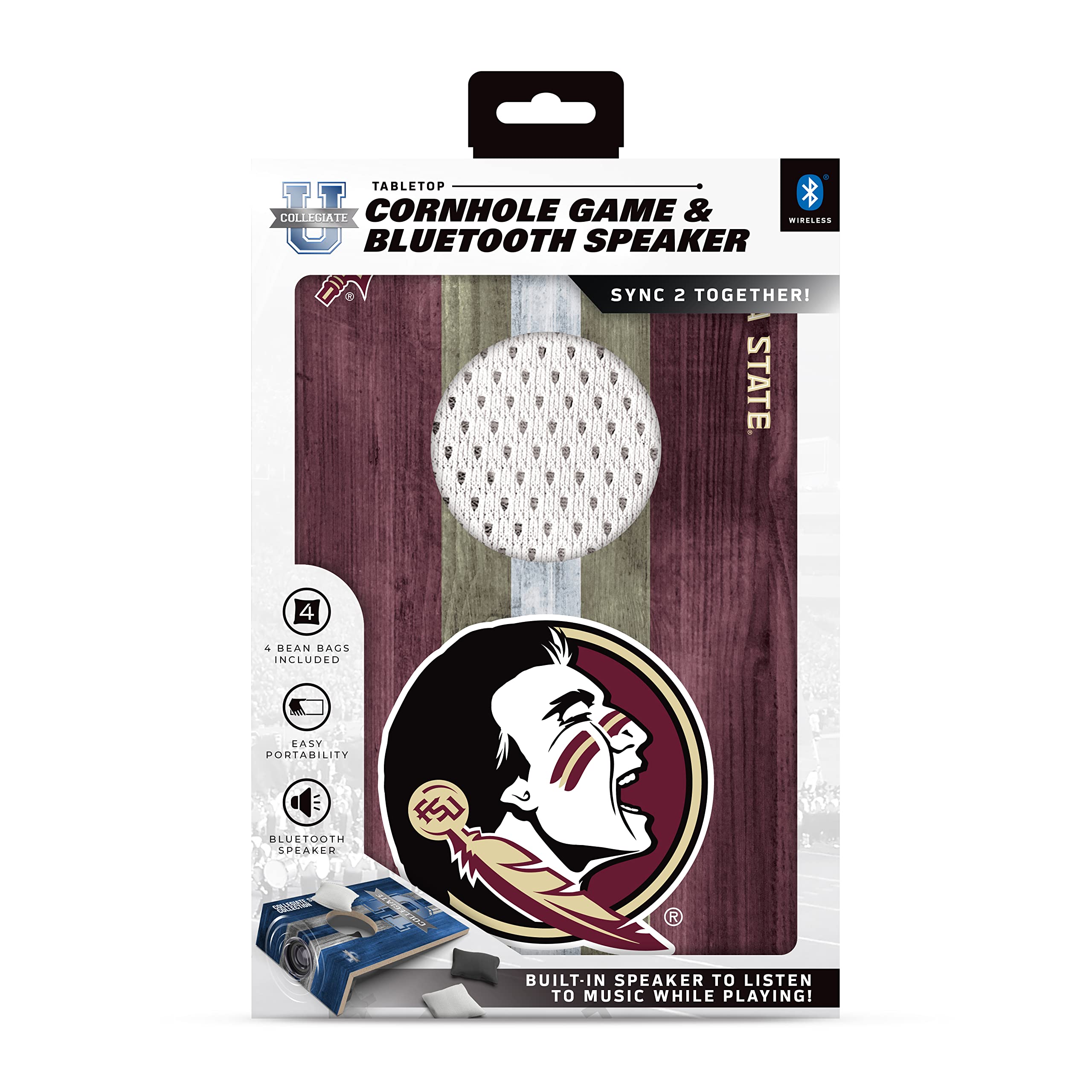 SOAR NCAA Tabletop Cornhole Game and Bluetooth Speaker, Florida State Seminoles