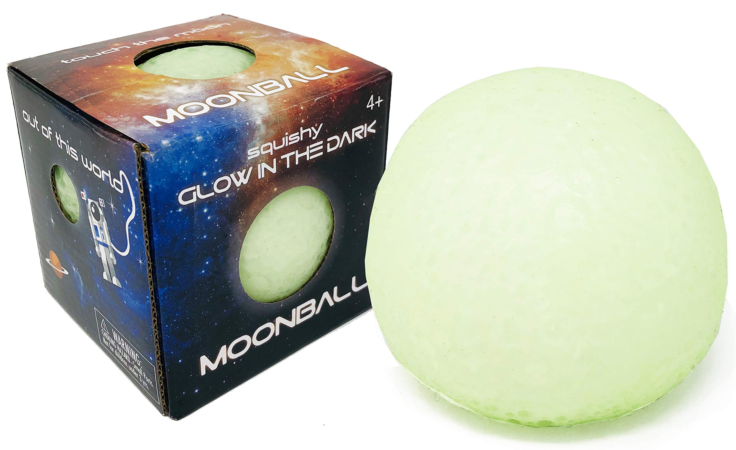 Island Genius Glow in The Dark Squishy Moon Ball - Stress Relief Anxiety Sensory Toys for Kids Teens and Adults