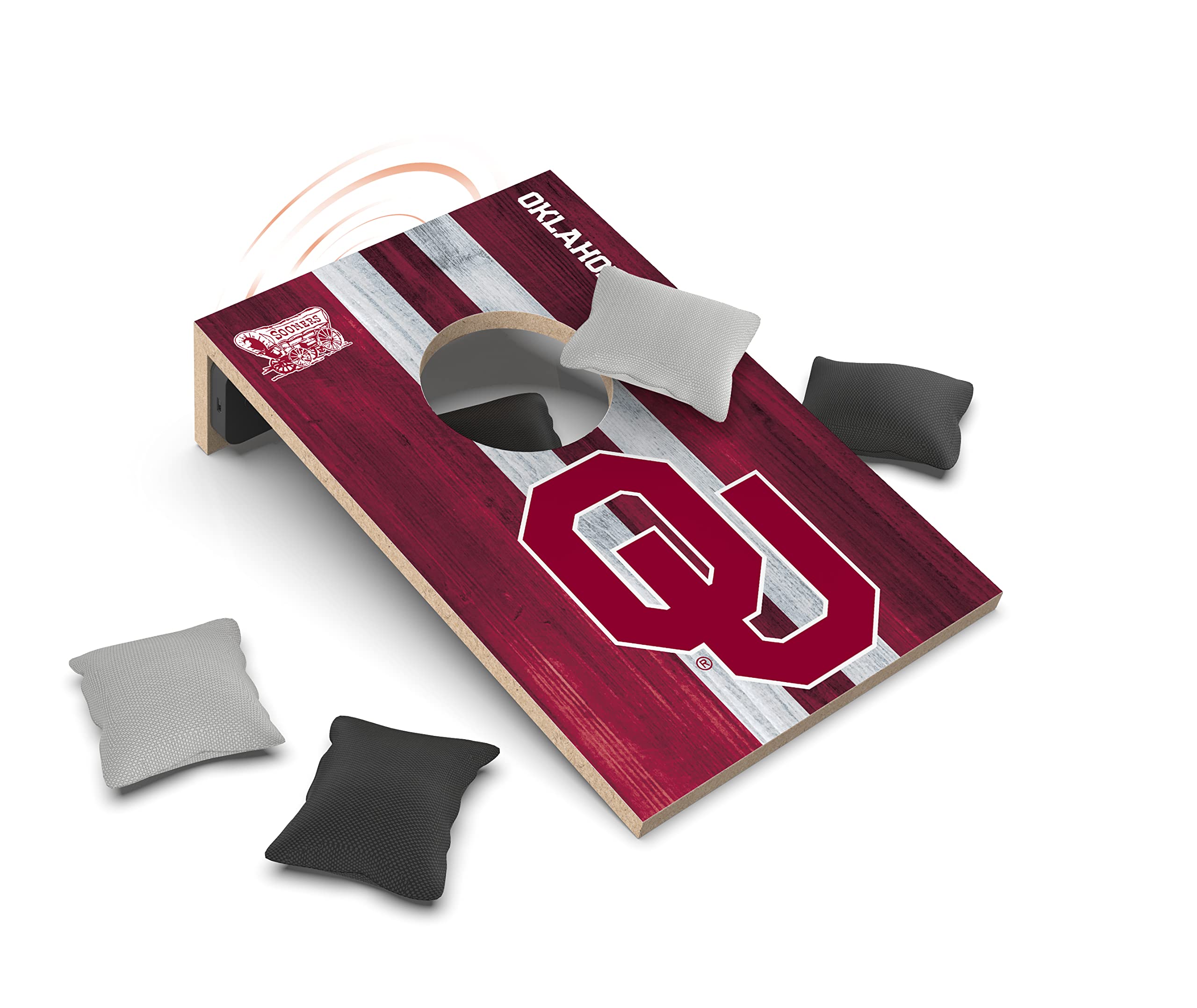SOAR NCAA Tabletop Cornhole Game and Bluetooth Speaker, Oklahoma Sooners