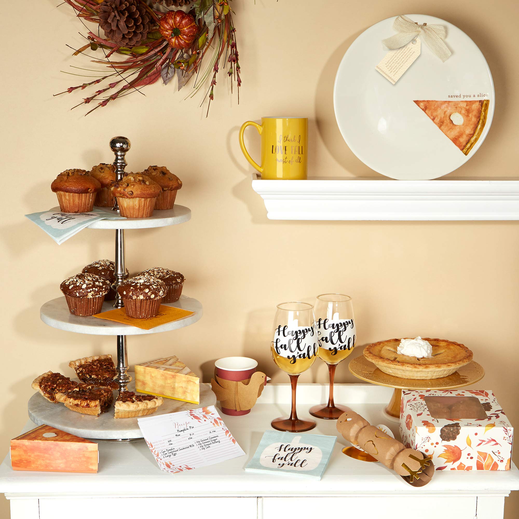 C.R. Gibson Thanksgiving Saved You a Slice Plate Ceramic Holiday Dish, 12'', 12"