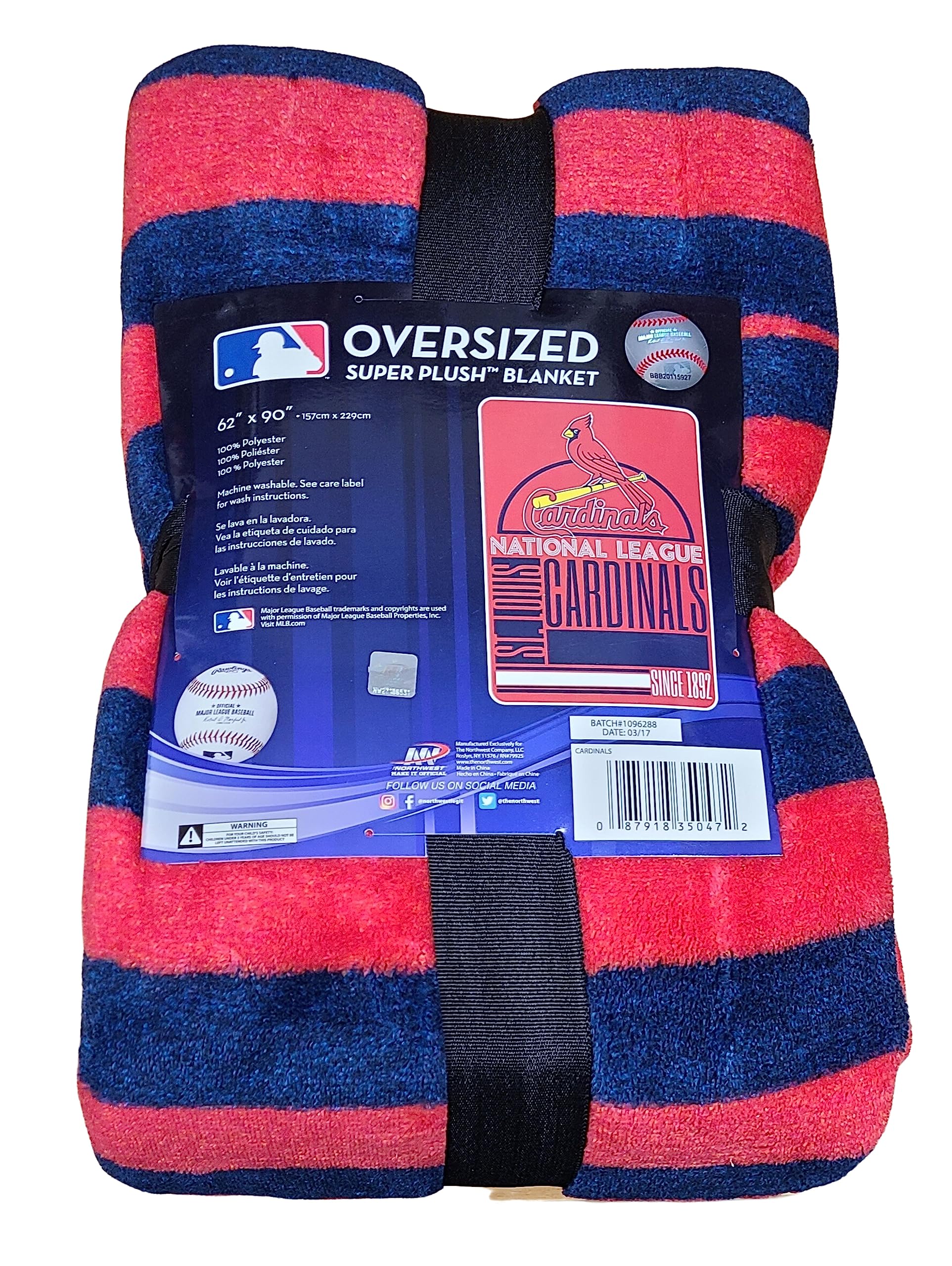 Northwest Officially Licensed MLB Super Plush Oversized Throw Blanket 62" x 90" (St Louis Cardinals)