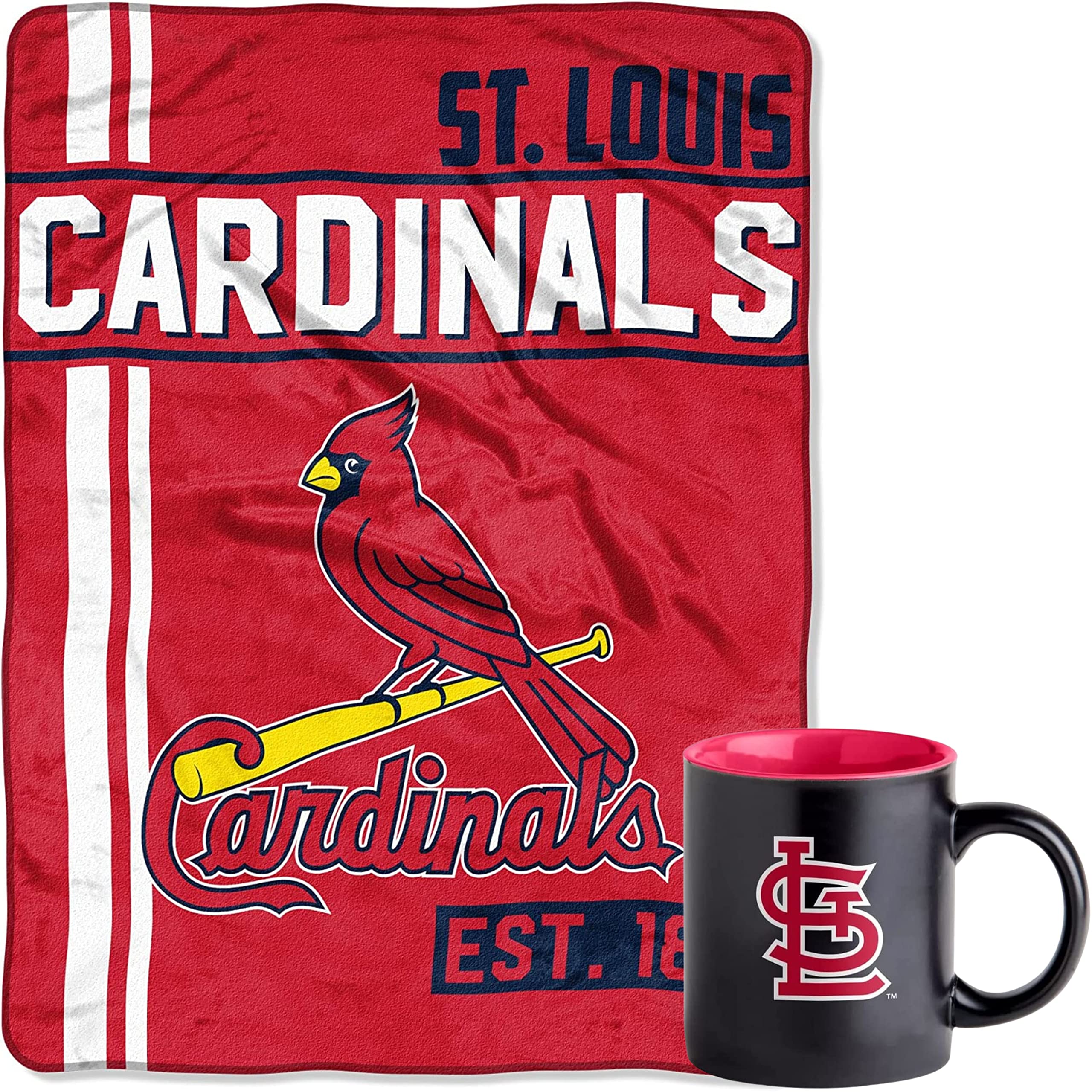 Boelter Brands MLB Warm & Cozy Baseball Bundle includes Coffee Mug and Plush Blanket (St Louis Cardinals)