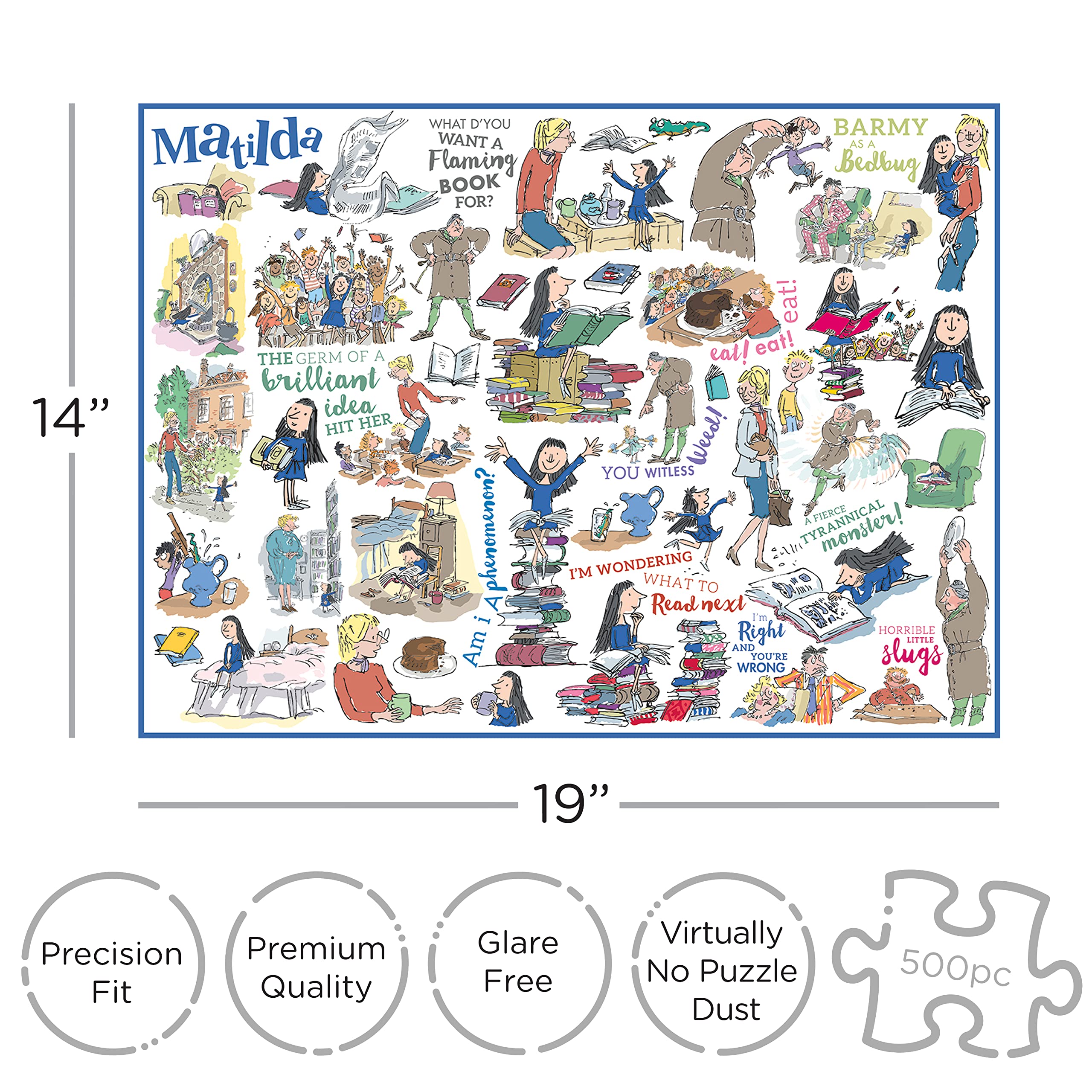 AQUARIUS Roald Dahl Matilda Jigsaw Puzzle (500 Piece Jigsaw Puzzle) - Glare Free - Precision Fit - Officially Licensed Roald Dahl Merchandise & Collectibles - 14 x 19 Inches