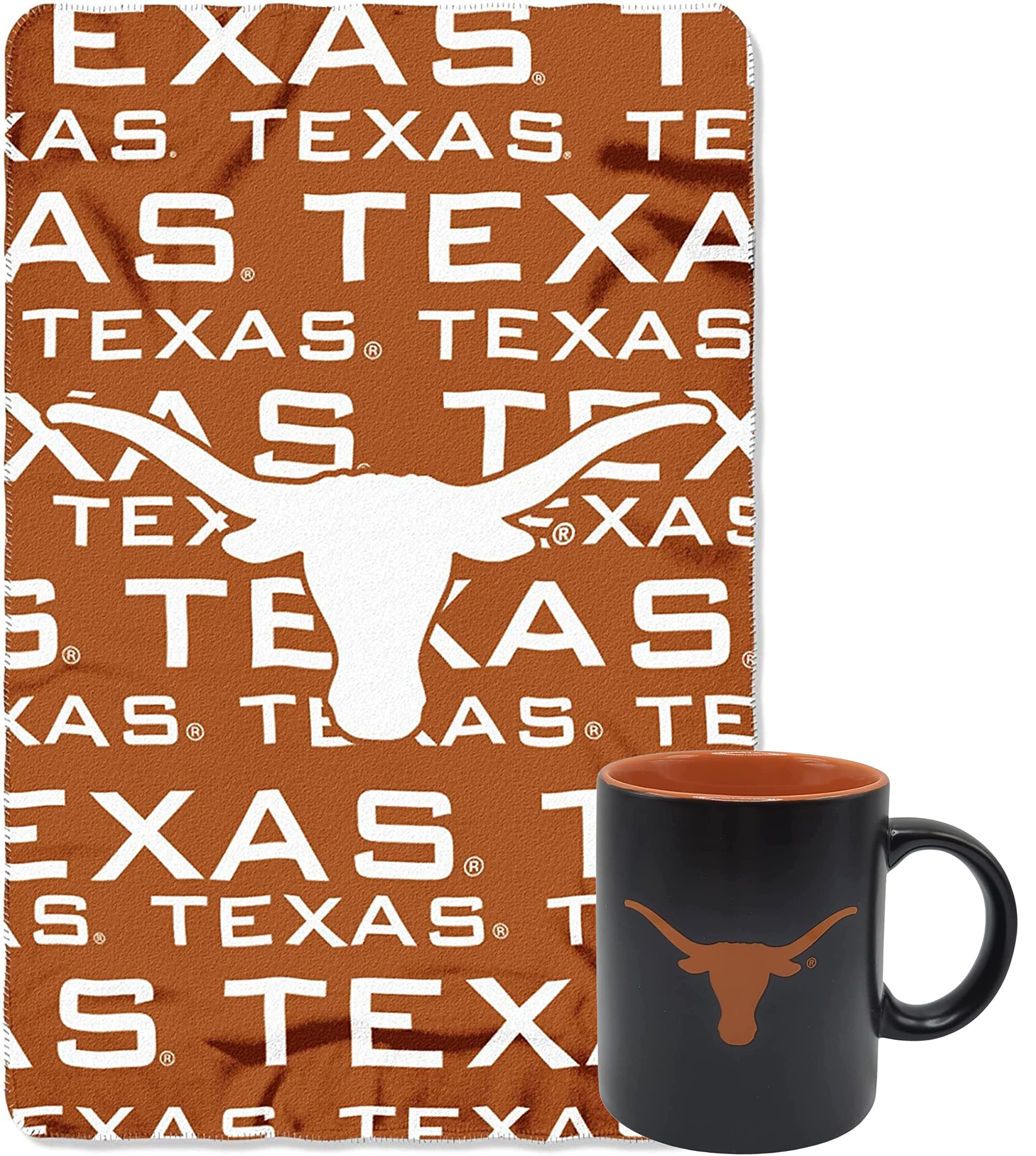 Boelter Brands NCAA Warm & Cozy College Bundle includes Coffee Mug and Fleece Blanket (Texas Longhorns)