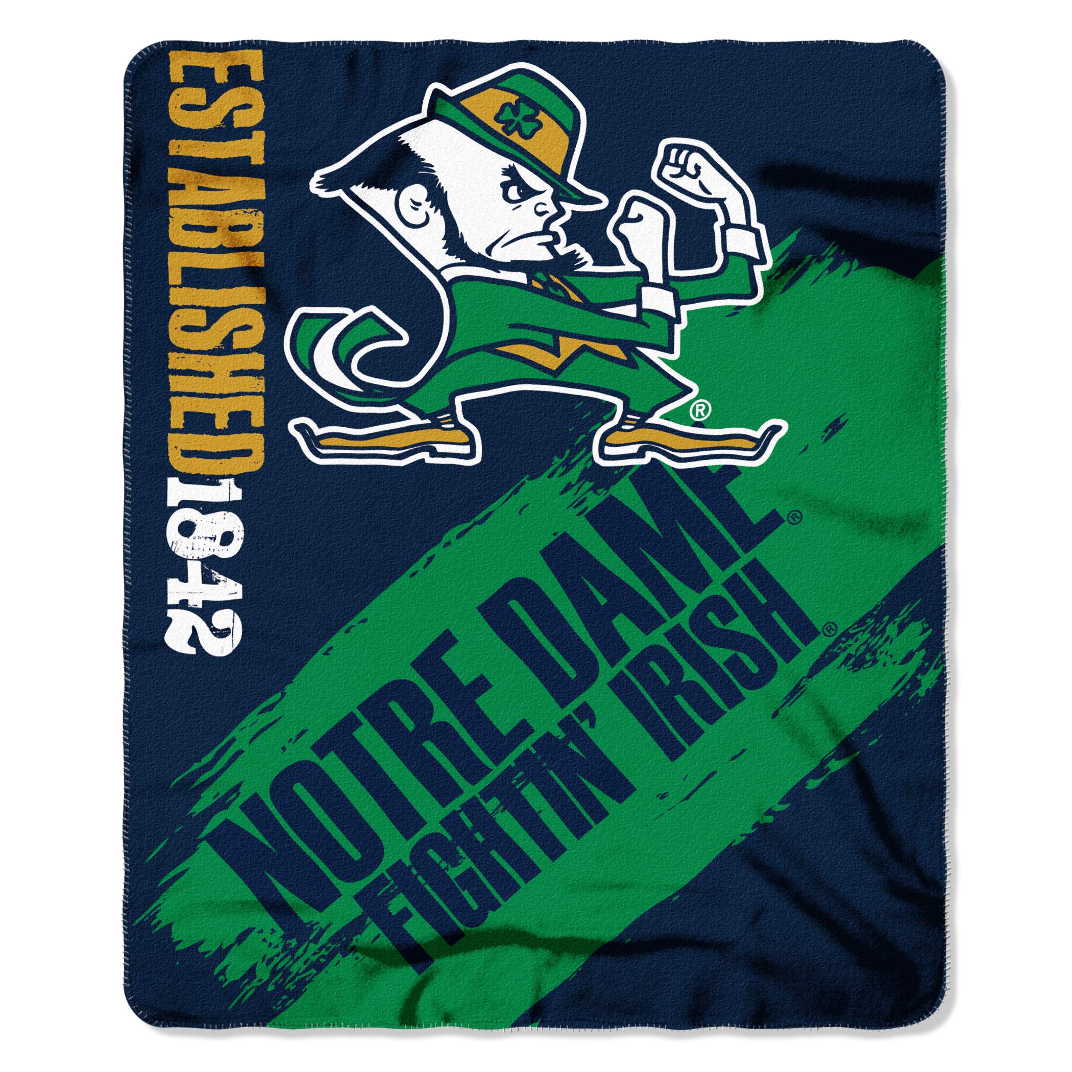 NCAA Notre Dame Fighting Irish Blanket50x60 Fleece Painted Design 2018, Team Color, 50"x60"