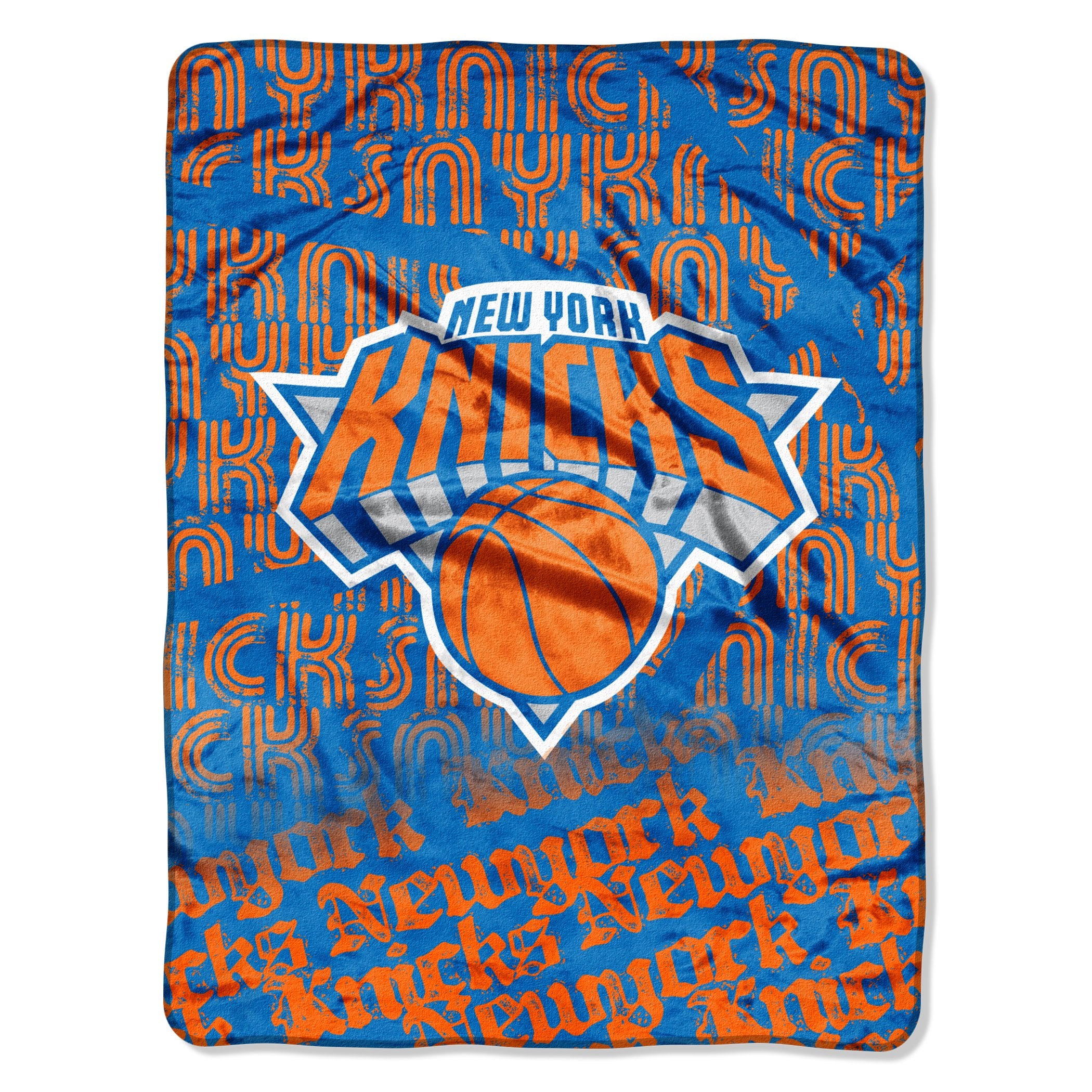 Officially Licensed NBA New York Knicks Redux Micro Raschel Throw Blanket, 46" x 60", Multi Color