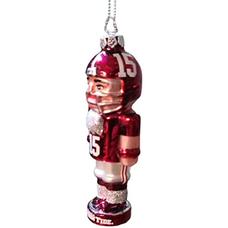 Alabama Crimson Tide Blown Glass Hanging Nutcracker Style Ornament Team Player Helmet and Uniform