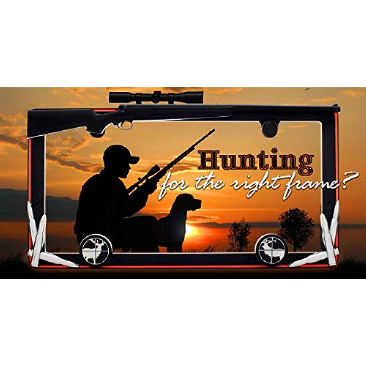 Cruiser Accessories 19656 Hunting License Plate Frame with Fastener Caps, Matte Black/Orange