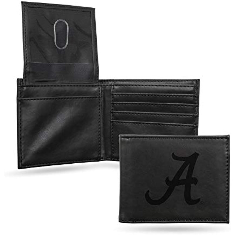 Rico Industries Laser Engraved Billfold Wallet, Alabama Crimson Tide, Black