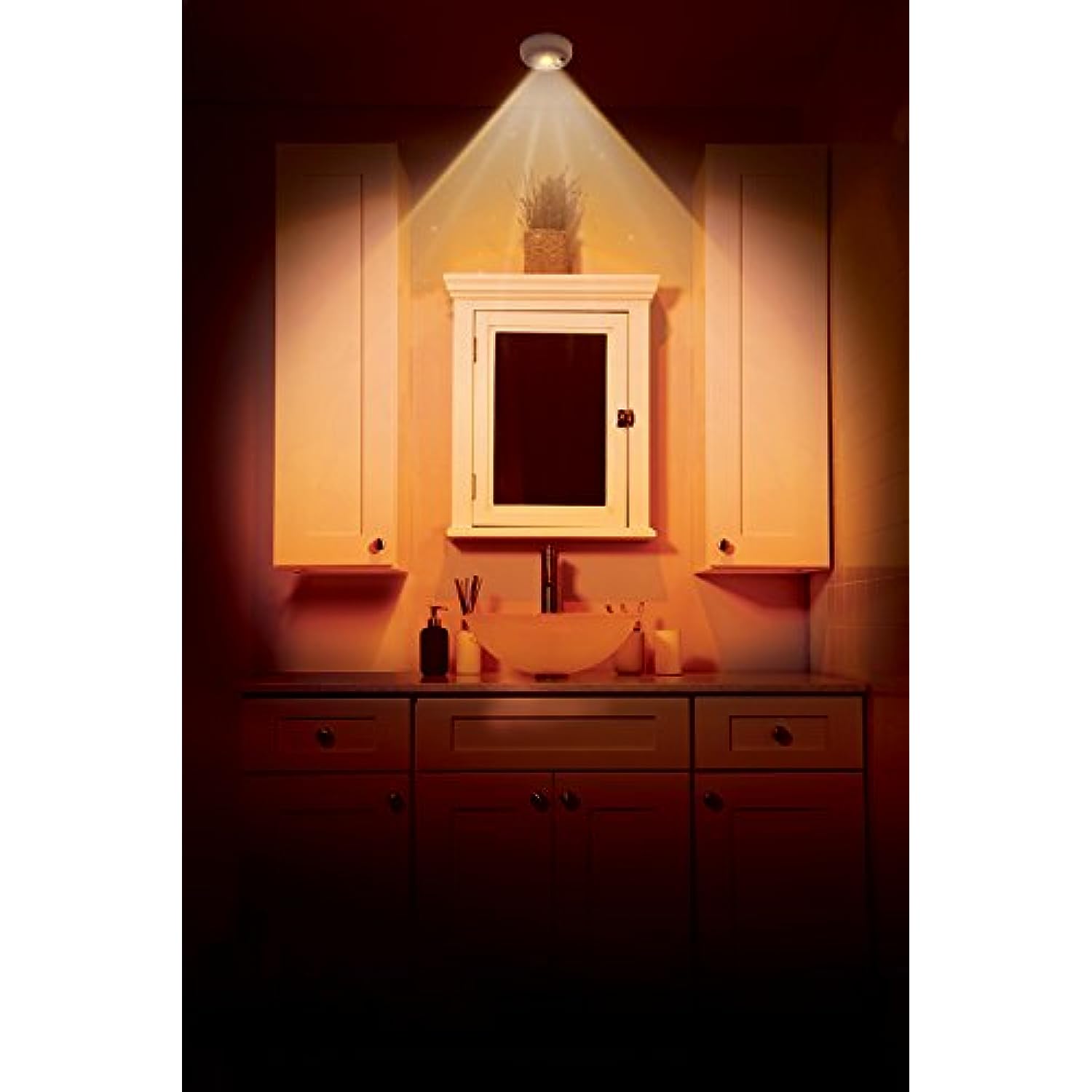 Cozy Glow Overhead Amber Night Light, Wireless, Battery-Powered, Motion-Sensing LED Stick-Anywhere Sleep Friendly Nightlight, 30 Lumens, White