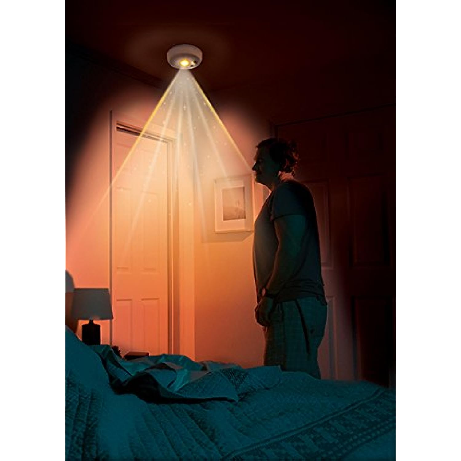 Cozy Glow Overhead Amber Night Light, Wireless, Battery-Powered, Motion-Sensing LED Stick-Anywhere Sleep Friendly Nightlight, 30 Lumens, White