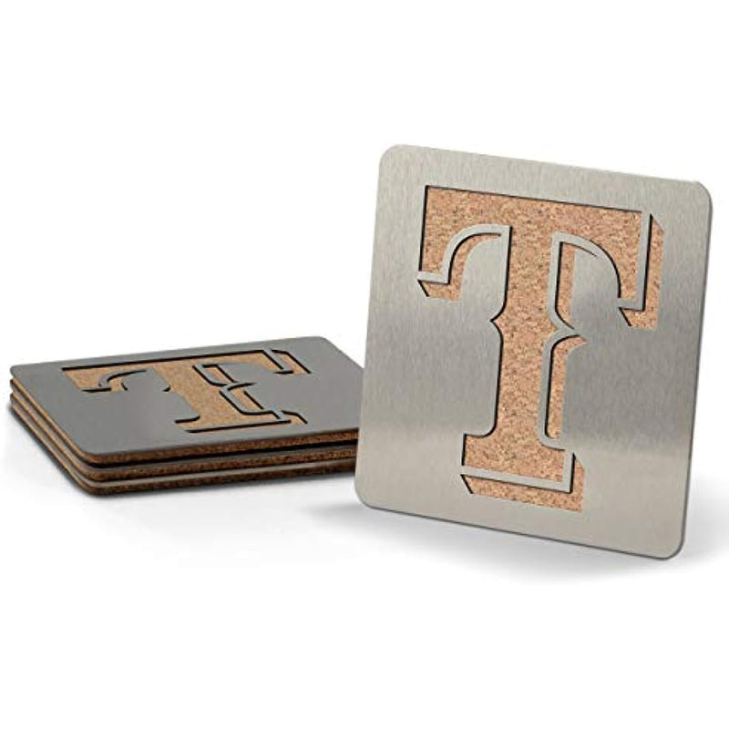 MLB Texas Rangers Boasters, Heavy Duty Stainless Steel Coasters, Set of 4