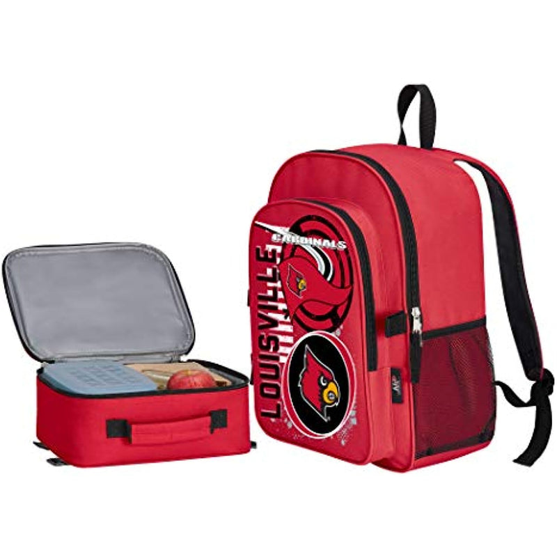 Louisville Cardinals "Accelerator" Backpack & Lunch Kit Set, 16" x 9.5" x 12"