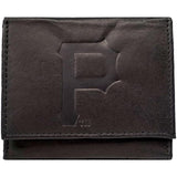 Rico Pittsburgh Pirates MLB Distressed Look Embossed Logo Black Leather Trifold Wallet