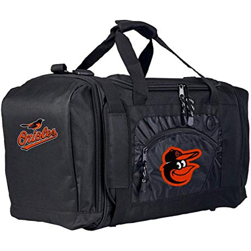 Rico Industries, Inc. Baltimore Orioles Duffel Bag Premium Embroidered Black Heavy Duty Roadblock Style Baseball