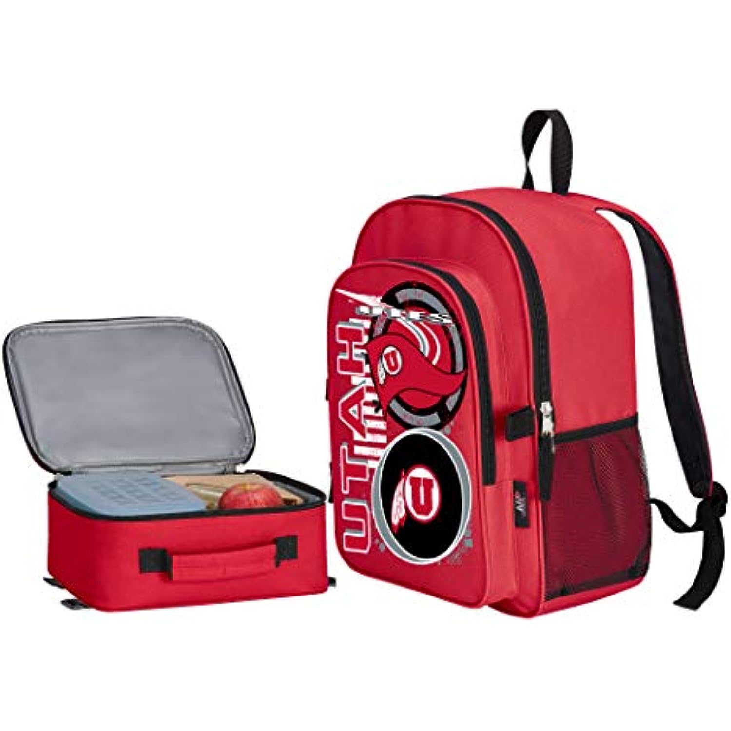 Officially Licensed NCAA Utah Utes "Accelerator" Backpack & Lunch Kit Set, Red, 16" x 9.5" x 12"