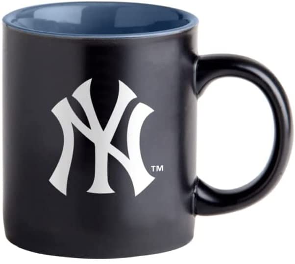 Boelter Brands Two Toned Matte Black Coffee Mug, MLB Team Logo with Inner Team Color (New York Yankees)