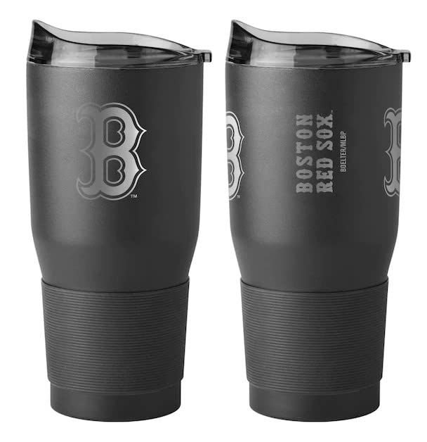 Logo Brands 538046: Boston Red Sox 30oz Etch Black Powder Coat Tumbler