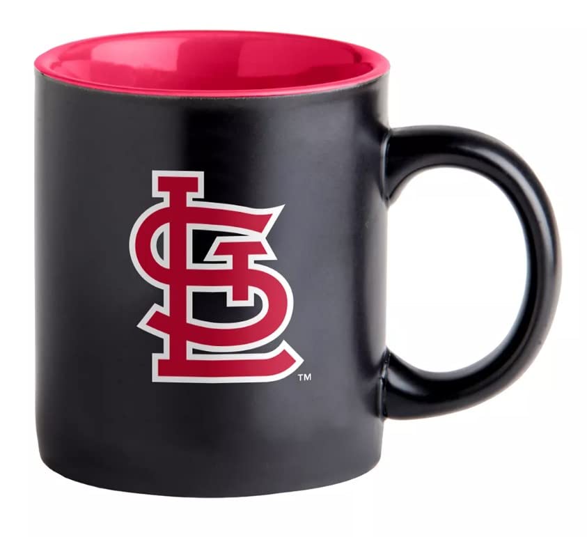 Boelter Brands Two Toned Matte Black Coffee Mug, MLB Team Logo with Inner Team Color (St Louis Cardinals)