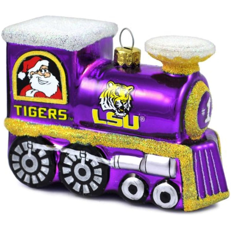 NCAA LSU Tigers Blown Glass Train Ornament