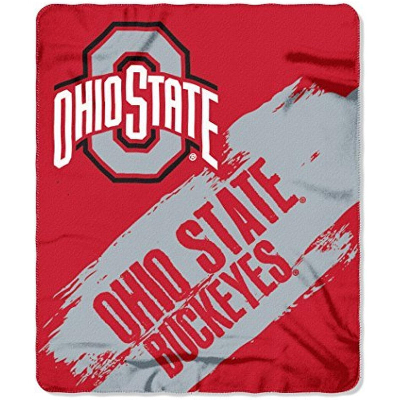 Northwest COL 031 NCAA Ohio State Buckeyes Painted Printed Fleece Throw Blanket, 50" x 60", Scarlet