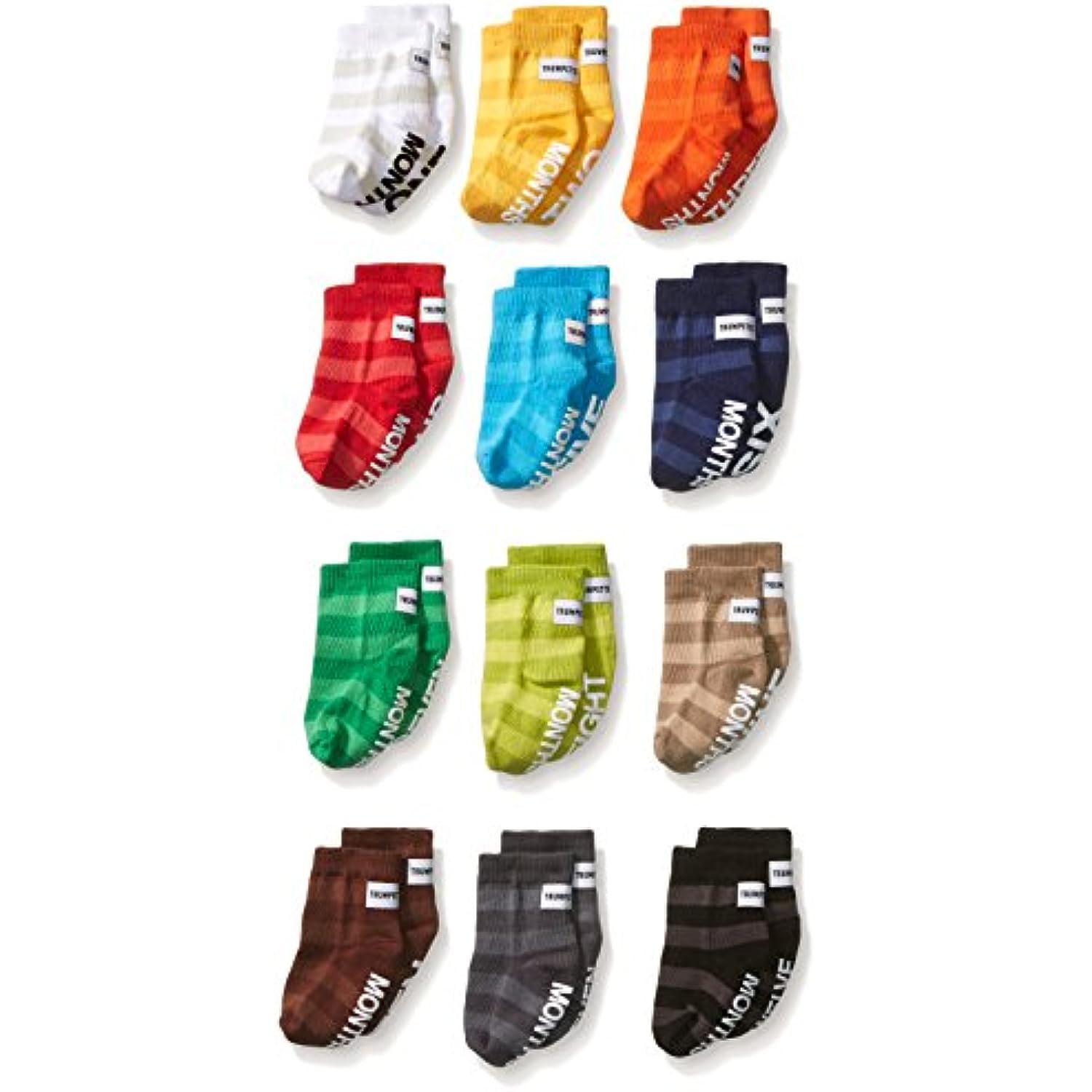 Trumpette Unisex-Baby Perfect Little Dozen Milestone Baby Socks, Multi, 0-12 Months