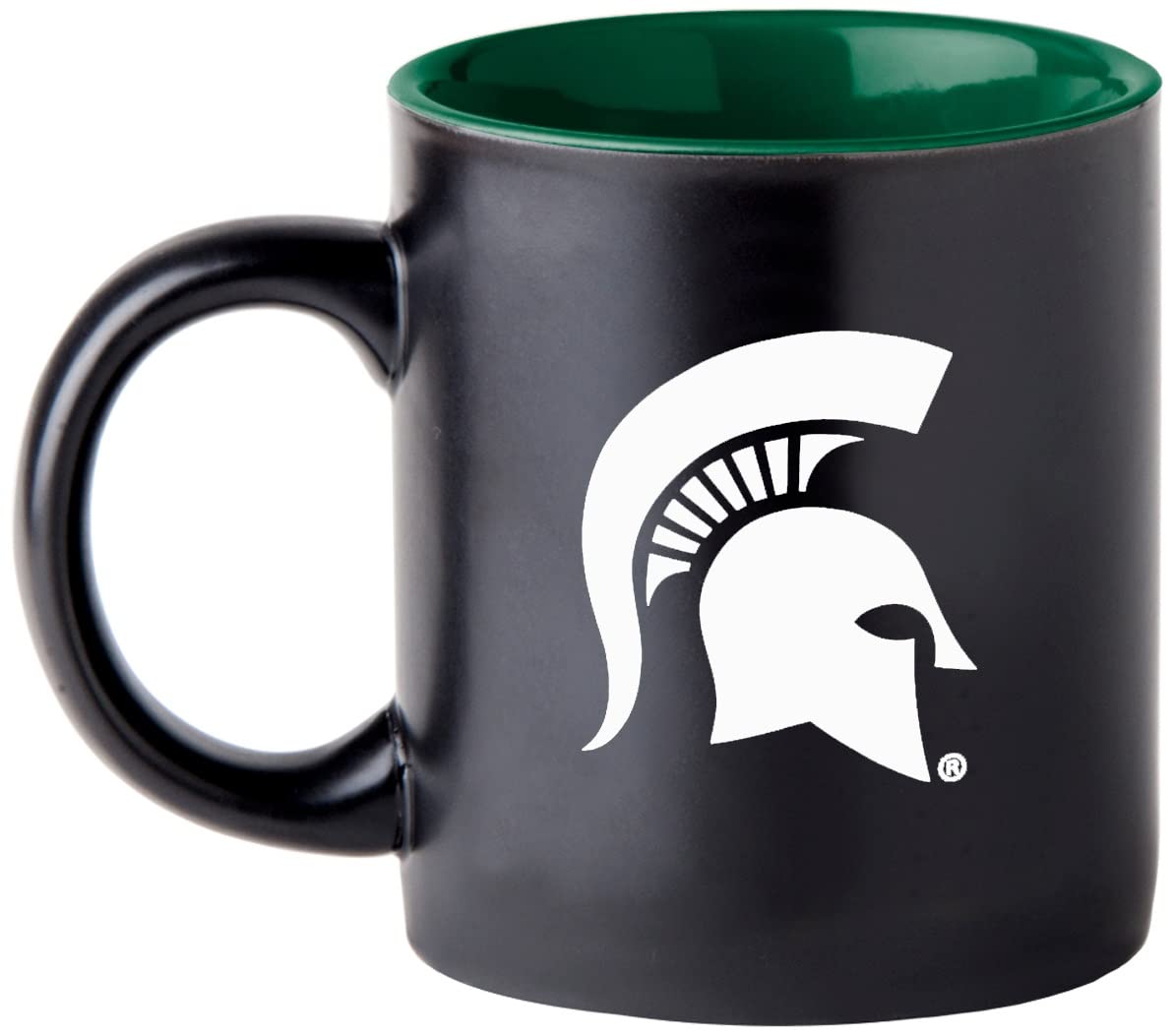 Boelter Brands Two Toned Matte Black Coffee Mug, NCAA Team Logo with Inner Team Color (Michigan State Spartans)