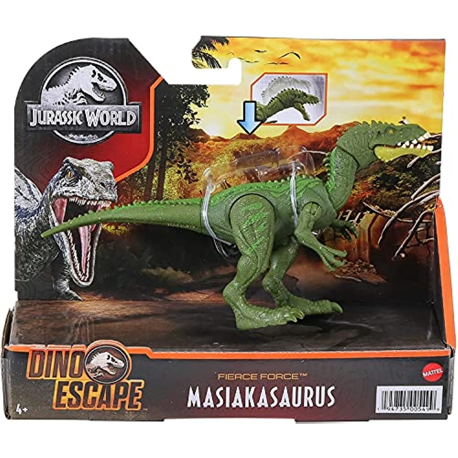 Camp Cretaceous Dinosaur Fierce Force Bundle - 4 Jurassic World Moveable Strike Attack Action Figures, Fossil Finds Resin T-Rex (Sauropelta, Velociraptor, Masiakasaurus, Gallimimus)