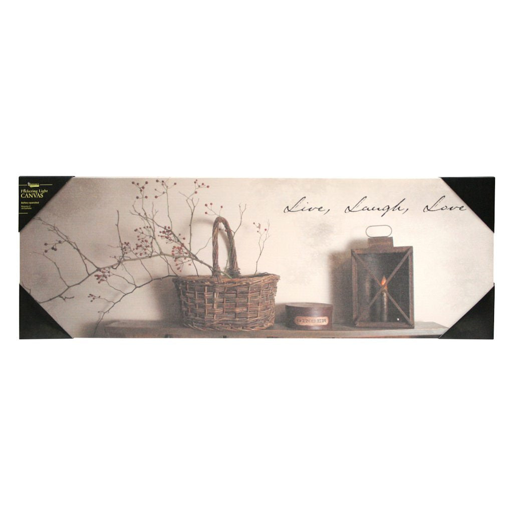 Kennedy's Country Collection 71359 - 10" x 30" x 3/4" - "Live Laugh Love" Battery Operated LED Lighted Canvas (Batteries Not Included)
