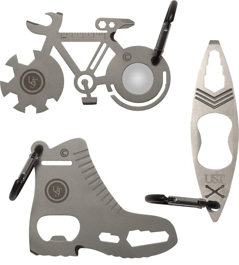 ust Tool-a-Long Carabiner Clip Multi-Tool Bundle Featuring a Themed Collection of Compact Stainless Steel Tools! (Travel, Trek, Transport)
