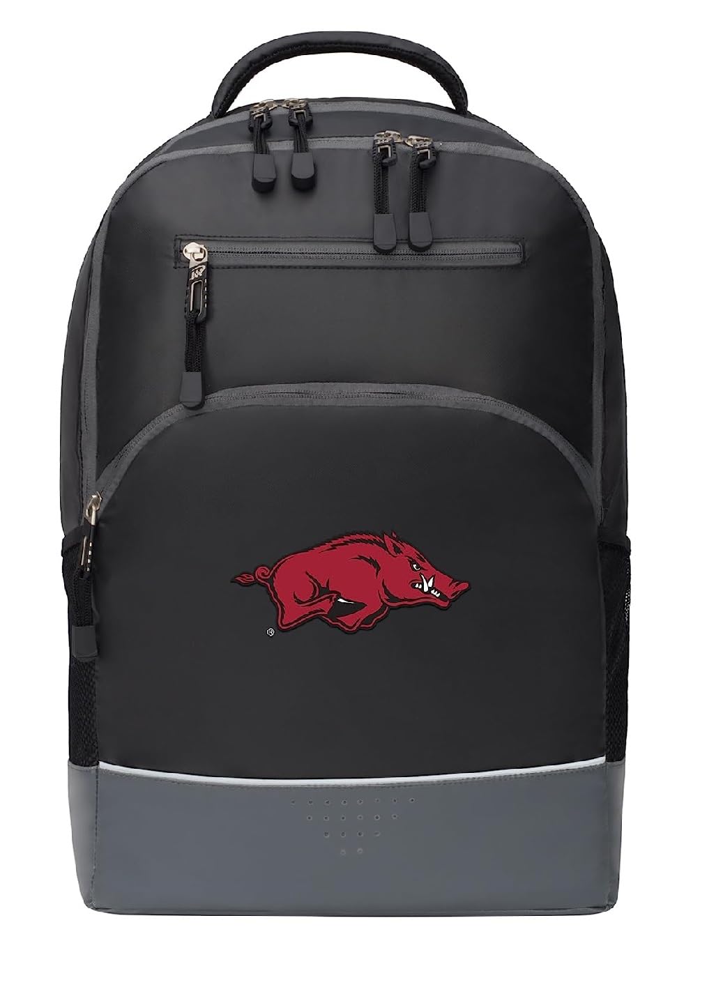 Northwest NCAA Alliance Backpack, Classic Black & Grey with Team Logo 19" x 7" x 12" (Arkansas Razorbacks)