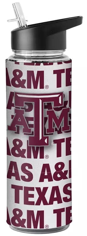 NCAA Flip Top Spout 25oz Water Bottle with Removable Neoprene Sleeve (Texas A&M Aggies)