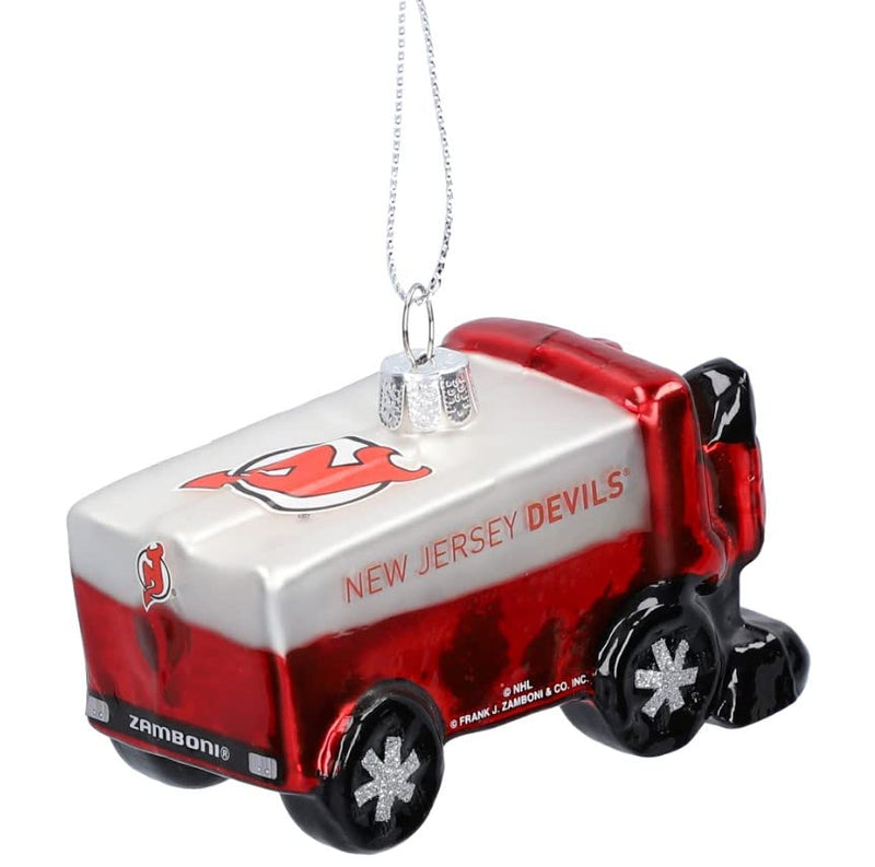 Officially Licesned NHL Blown Glass Zamboni Hanging Ornament (New Jersey Devils)