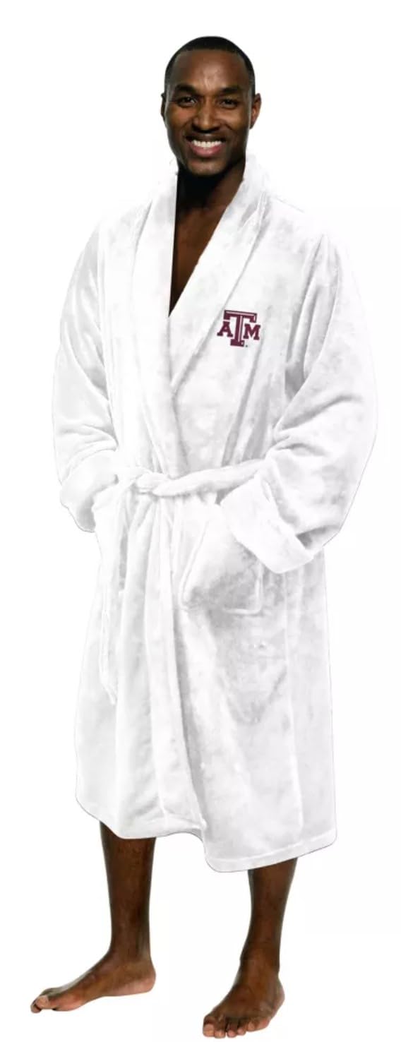 Northwest Licensed NCAA Silk Touch Unisex Adult Bath Robe One Size Large/X-Large (White, Texas A&M Aggies)