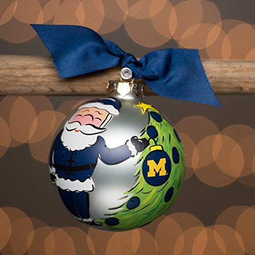 Glory Haus Michigan Santa Glass Ornament, 4-Inch