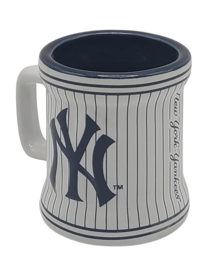 Boelter Brands Licensed MLB Sculpted 2oz SHOT GLASS Mini Mug (New York Yankees Pinstripe)