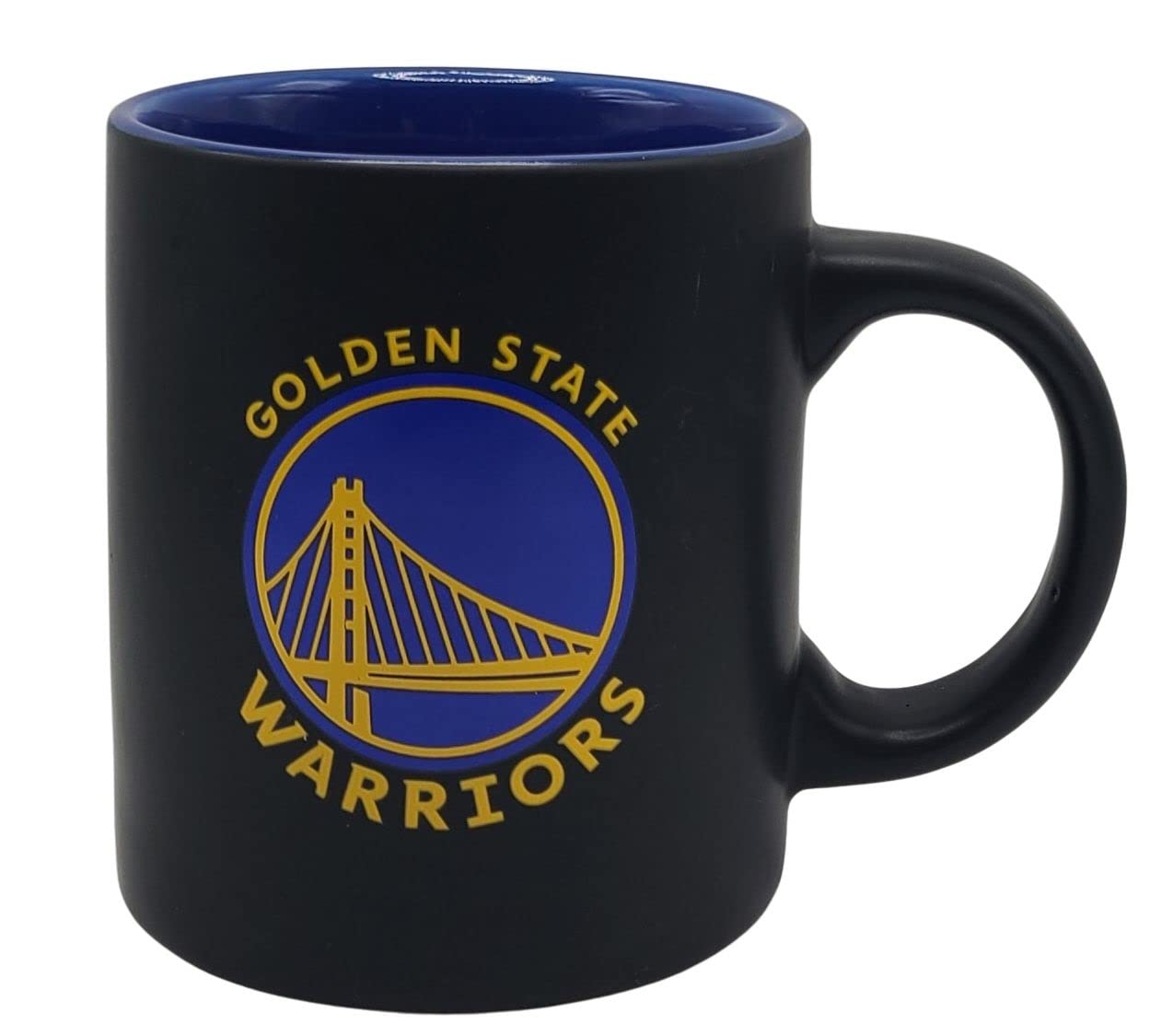 Boelter Brands Two Toned Matte Black Coffee Mug, NBA Team Logo with Inner Team Color (Golden State Warriors)