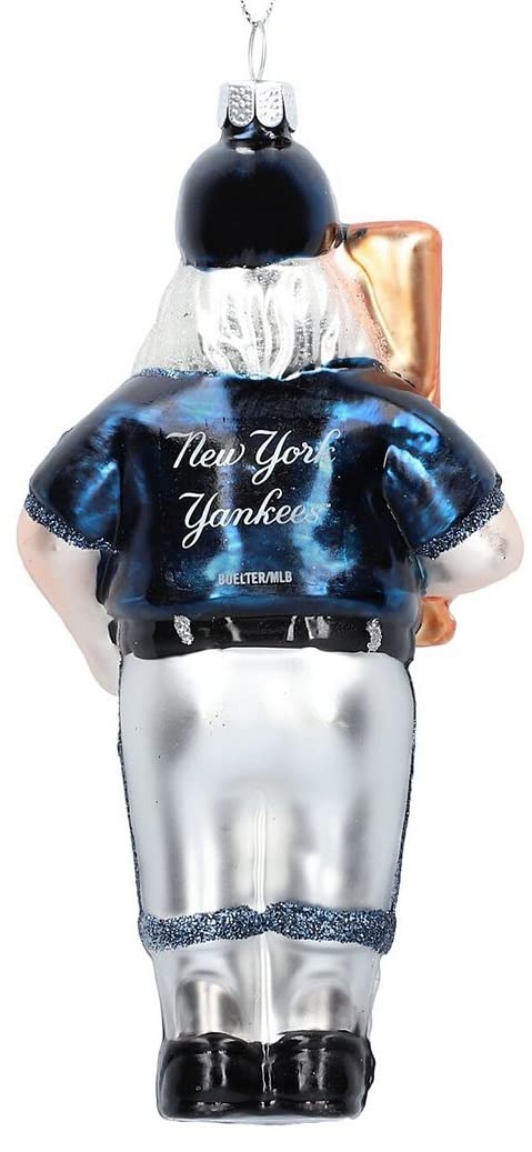 Officially Licensed MLB Santa in Team Uniform Blown Glass Hanging Ornament (New York Yankees)