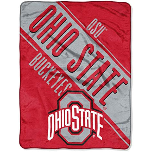 NCAA Ohio State Buckeyes Section Micro Raschel Blanket, 46" X 60"