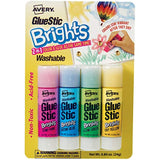 Avery Glue Stick Assorted Color Brights, Washable, Nontoxic, 0.21 oz. Permanent Glue Stic, 4pk (00102)
