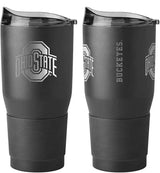 Premium Powder Coat Double Wall Stainless Steel NCAA 30oz Ultra Travel Tumbler (Ohio State Buckeyes, Black)