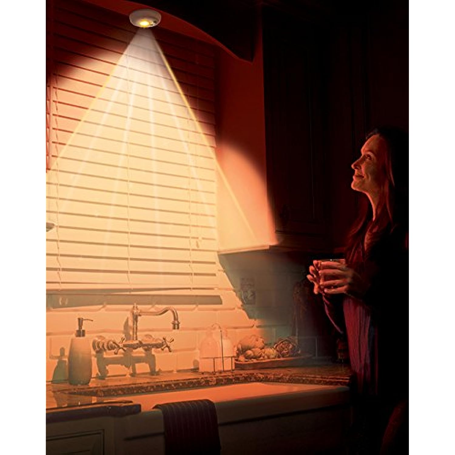 Cozy Glow Overhead Amber Night Light, Wireless, Battery-Powered, Motion-Sensing LED Stick-Anywhere Sleep Friendly Nightlight, 30 Lumens, White