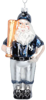 Officially Licensed MLB Santa in Team Uniform Blown Glass Hanging Ornament (New York Yankees)