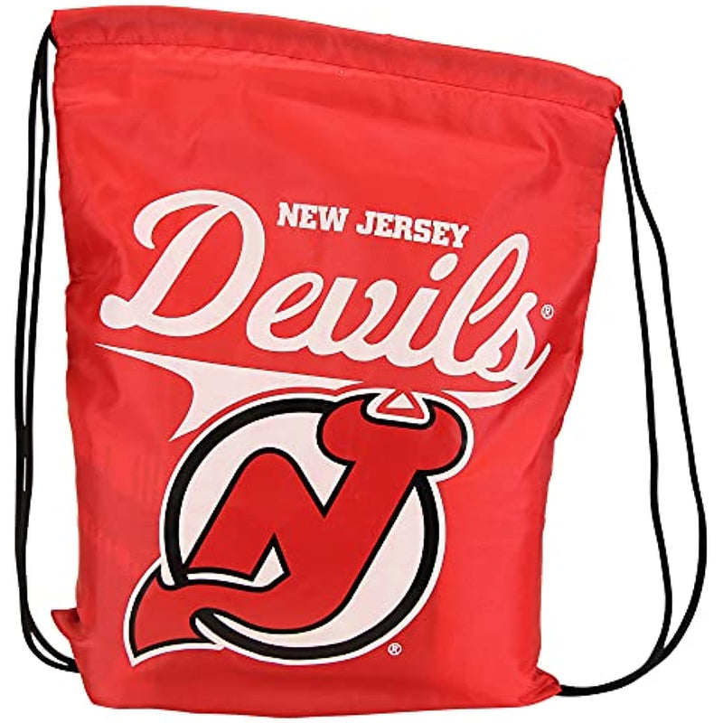 Northwest NHL Padded Utility Laptop Backpack and Drawstring Bag Set, Book Bag & Cinch Combo (New Jersey Devils)