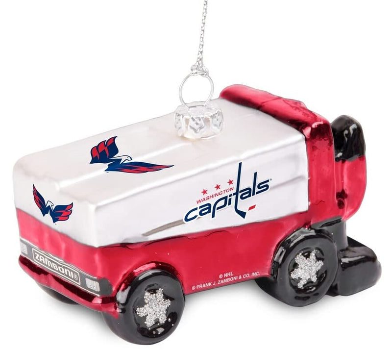 Officially Licesned NHL Blown Glass Zamboni Hanging Ornament (Washington Capitals)